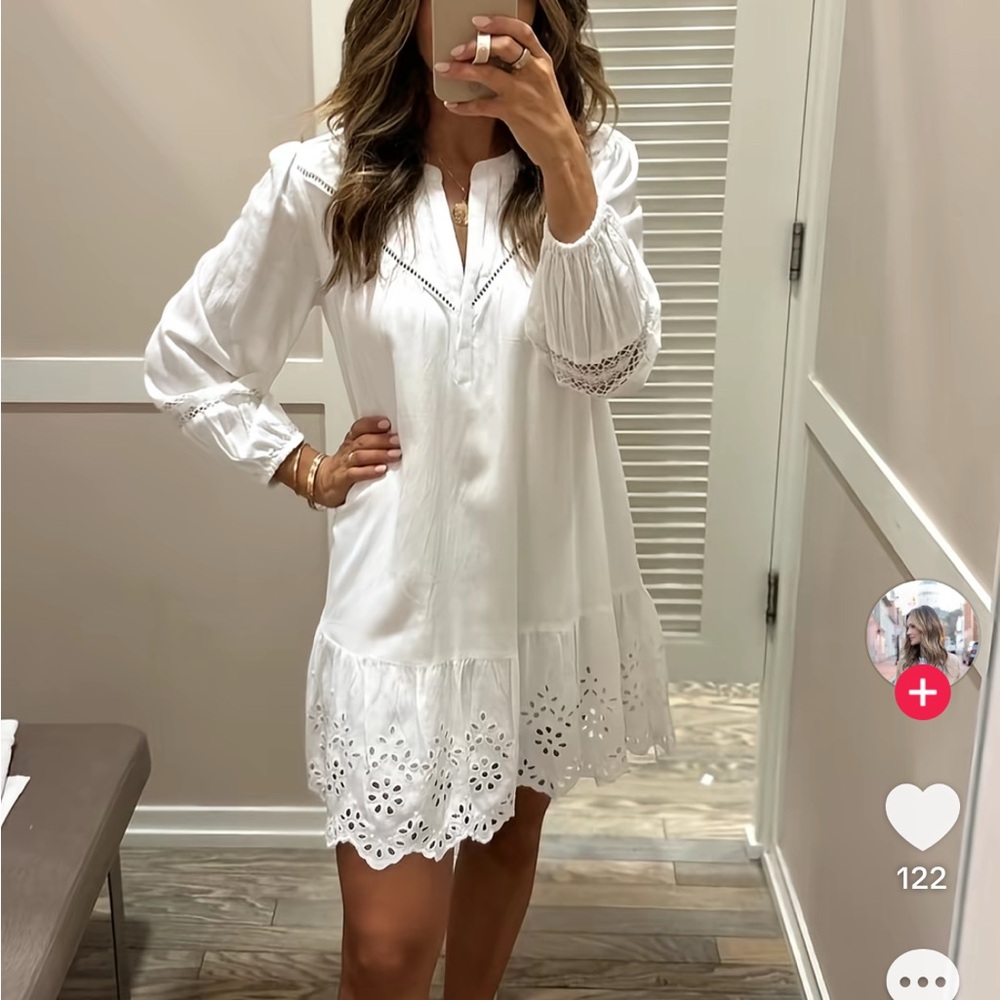 Loft White Eyelet Dress NWT Large